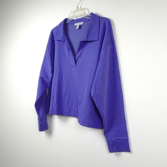 Athleta Retroterry Polo Sweatshirt Women's Size L Adonis Purple NWOT - Picture 1 of 7